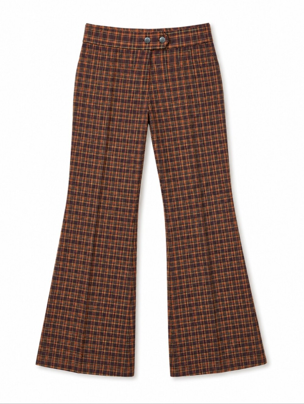 Vtg Punk Rock Mall Goth Plaid Orange/Brown Low Rise Disco Pants Sz L W30 L31.5